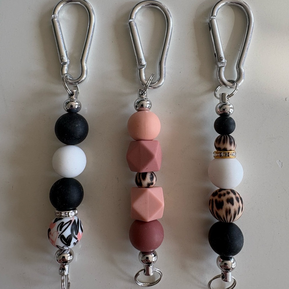 Stylish Beaded Keychain Set Lot of 3